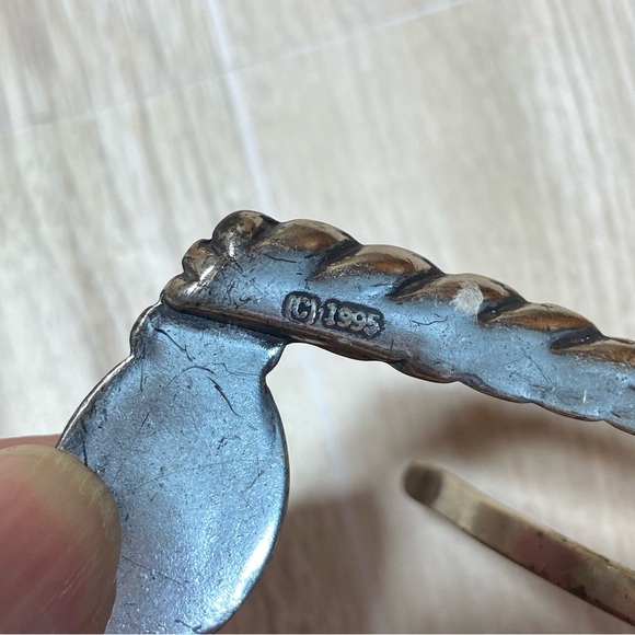 VTG BRIGHTON / Museum Collection Cream Leather Crop Embossed Belt Size M - Picture 7 of 14